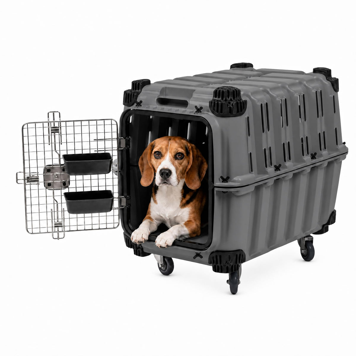 Mammoth Guardian Dog Kennel 36" Heavy Duty Travel & Outdoor Crate for Puppies, Small, Medium & Large Dogs, Secure 3 Bolt Lock, Adventure Ready for Hunting, Camping & Offroad – Gunmetal Gray