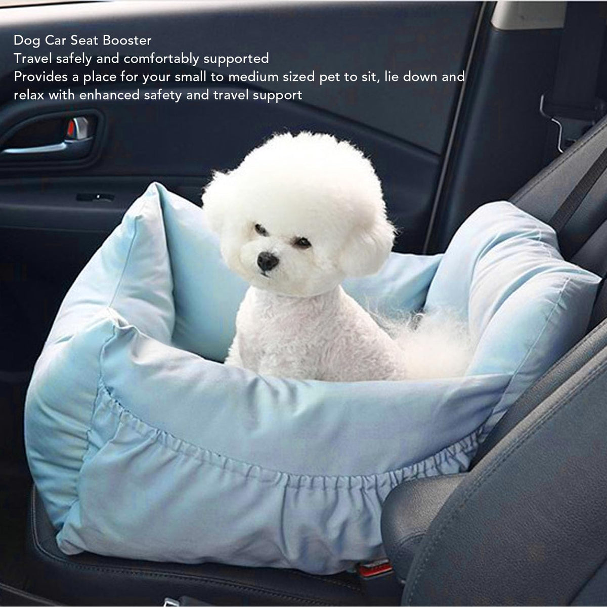 Fockety Dog Car Seat, Washable Breathable Dog Booster Car Seat Pet Booster Seat with Secure Straps, Pet Car Seat Portable Pet Travel Carrier for Small Medium Cats