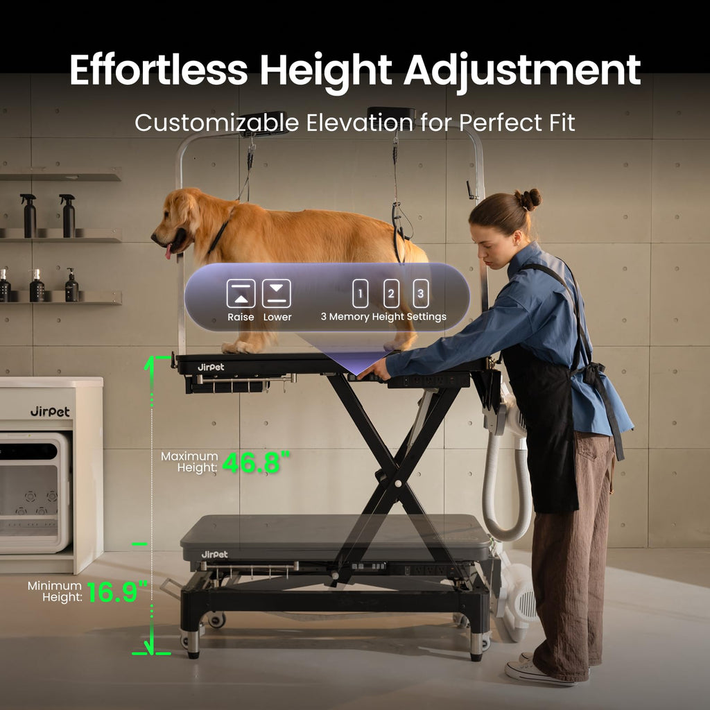 Electric Dog Grooming Table with Memory Function and Grooming Lights