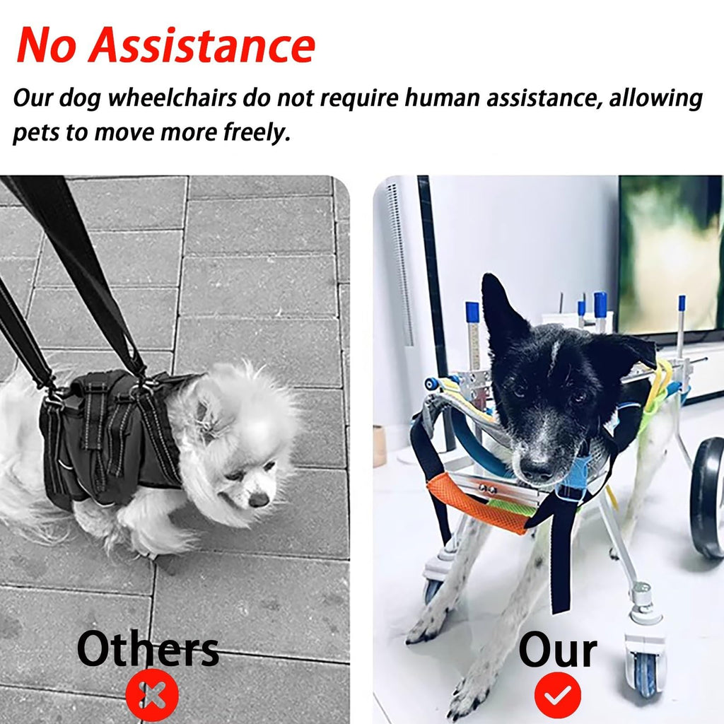 Adjustable Dog Wheelchair Cat Wheelchairs Cart, Full Support Dog Assisted Walking Device for Limbs Recover, Pet Mobility Aid Small Medium Large(Parent)