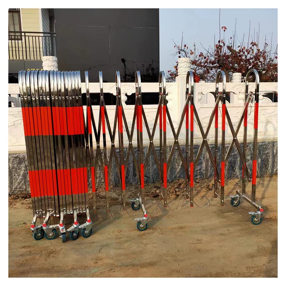 Barriers, Expandable Stainless Steel Safety Barrier Gate with Casters Easily Assembled,Multicolor-1.5x8m