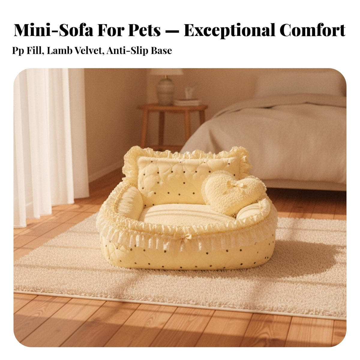 Supportive Rectangular Dog Bed, Style to 1, L 65 X 50 Cm Backrest Height 29 Cm Suitable for