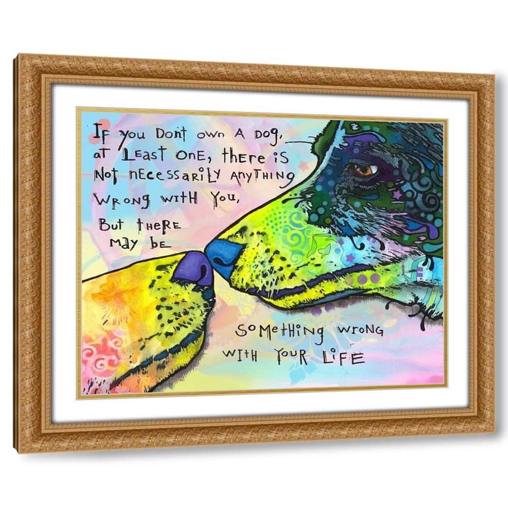 ArtDirect of Life and Dog 24x20 Black Ornate Wood Framed with Double Matting Museum Art Print by Dean Russo Collection