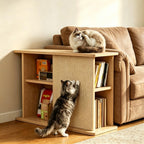Space-Saving Cat Scratcher End Table with Open Shelving - Stylish Couch Corner Furniture for Cats, Durable Design, Multi-Functional Pet Accessory