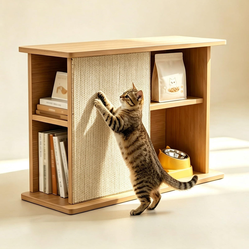 Couch Corner End Table with Removable Sisal Cat Scratcher Pad for Cats - Space-Saving Pet Furniture & Stylish Home Decor - Durable, Easy to Clean, Perfect for Small Spaces