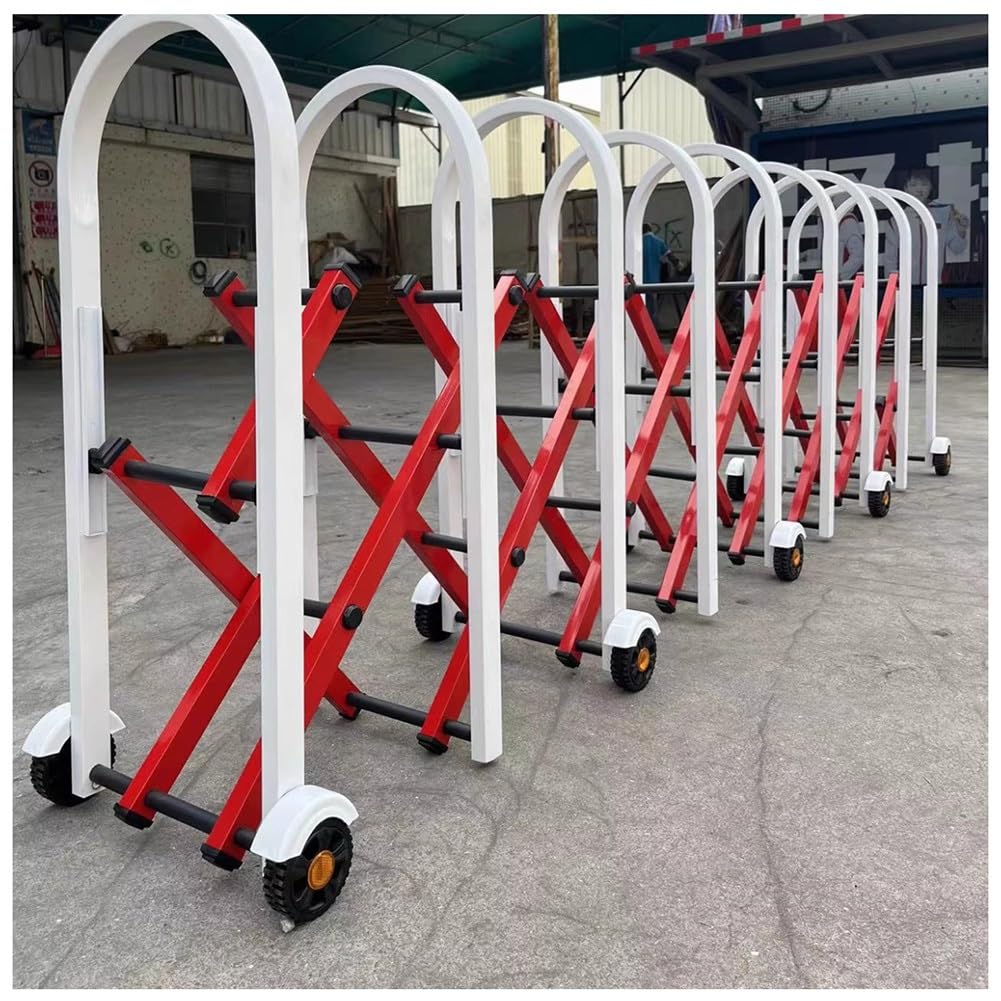 Retractable Mobile Barrier - 1.2x4m Stainless Steel Security Gate on Wheels - Expandable Access Control Door for Vehicles - Durable Safety Barrier for Entry Management