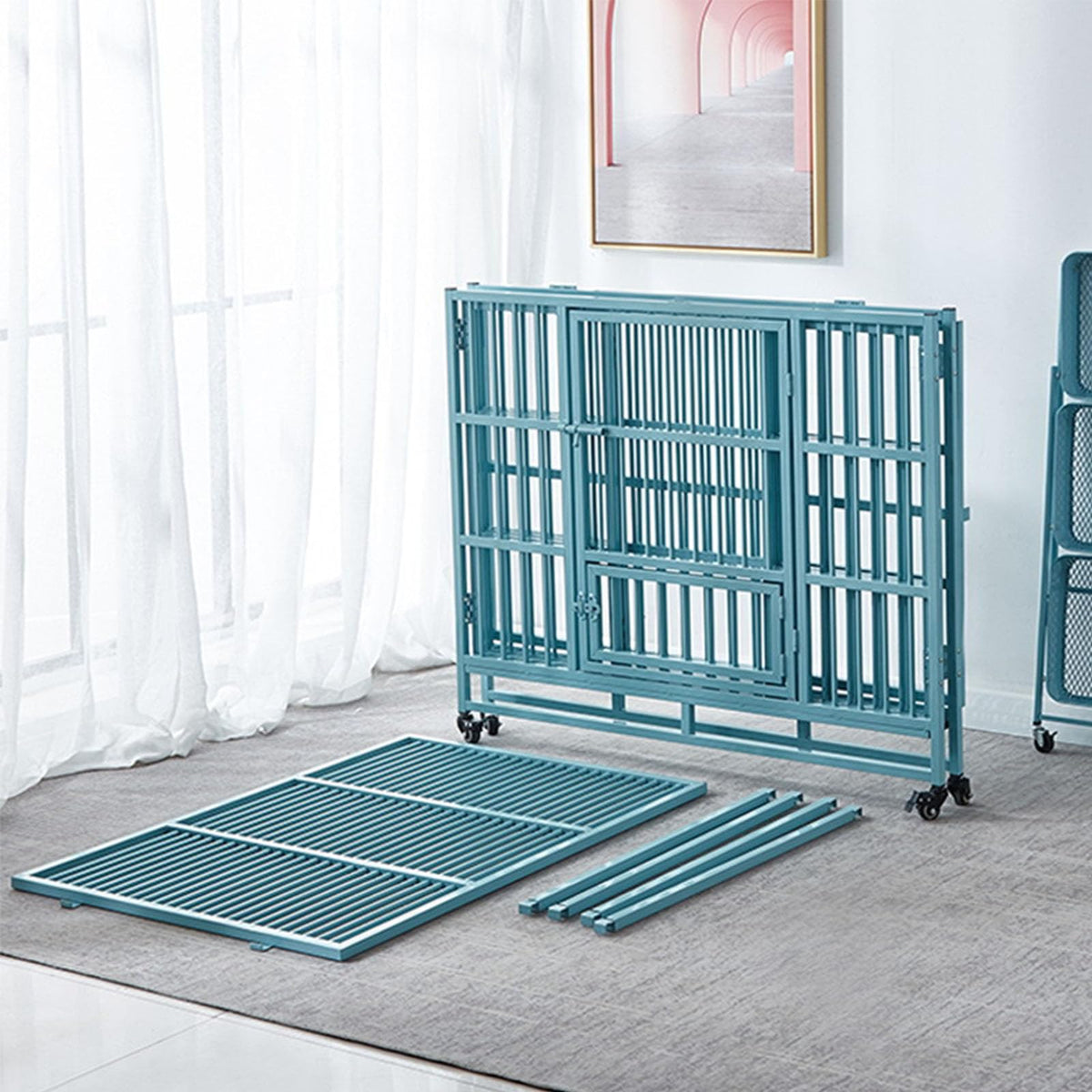 Folding Pet Cage Indoor with Toilet Large Dog Cage Suitable for Indoor and Outdoor Pet Housing Dog House,