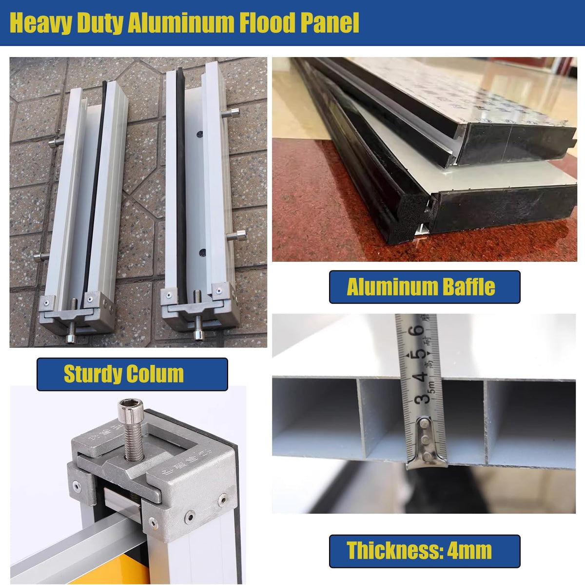 Reusable Aluminum Flood Barriers/Gates for Home Doors,2 4 6 8 10ft Long Flood Prevention Barrier Water Stopper Shield for Outside/Indoor/Garage Door/Basement/Pati,H 47.2in(120cm),L 9.5ft(290c