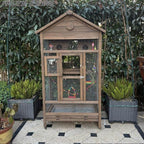 Spacious Wooden Bird Cage with Wheels for Indoor Parrots,