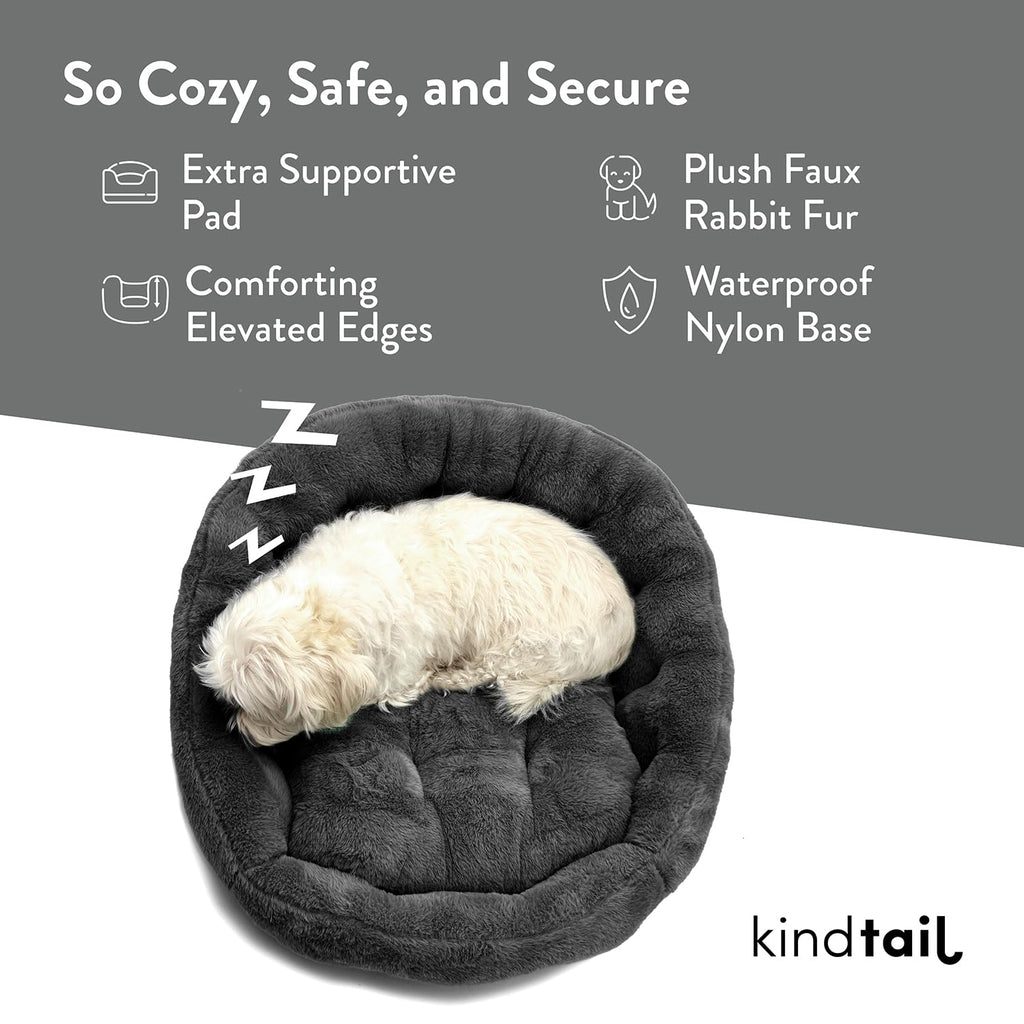 KindTail Dog Crate + Orthopedic Pet Bed + Crate Pad + Pet Bowls + Food Mat - Collapsible Pet Crate with Pad and Orthopedic Bed for Pets up to 25 Lbs - Includes (2) Bowls and a Silicone Mat - Medium
