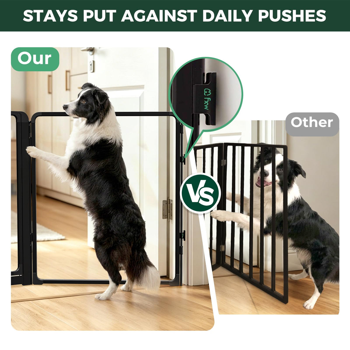 FXW ClariWall Metal & Acrylic Dog Gate, Extra Wide for Openings Up to 219"