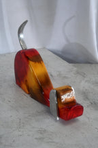 NIFAO Stretching Dog Sculpture Painted Wood with Aluminum Ears 2"x14"x10"H
