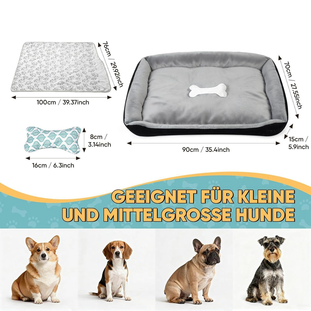 Large Dog Bed Soft Non-Slip Couch with Blanket