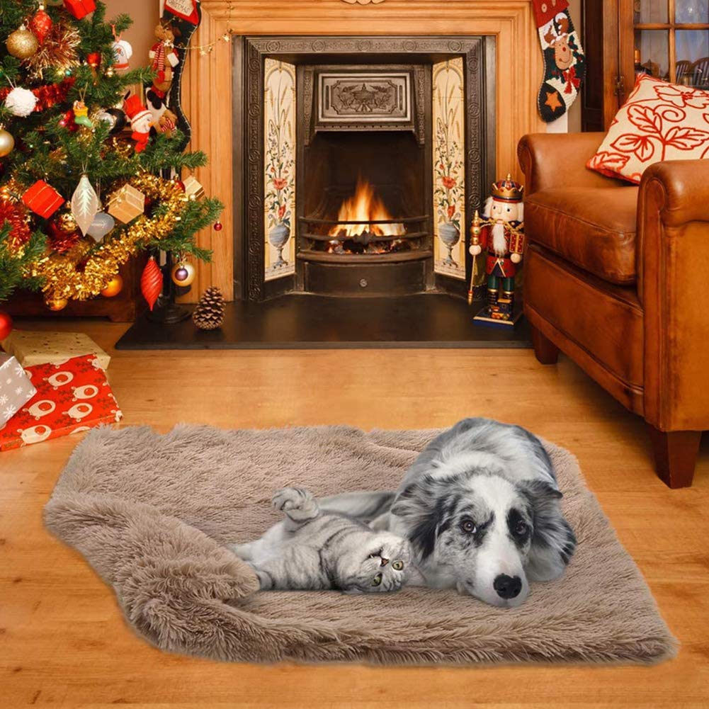 Soft Pet Mat Blanket Fluffy Fur Dogs Sleep Reversible Washable for Dog Bed and Dog Quilt Warm and Comfortable for Small Medium and Large (B X)