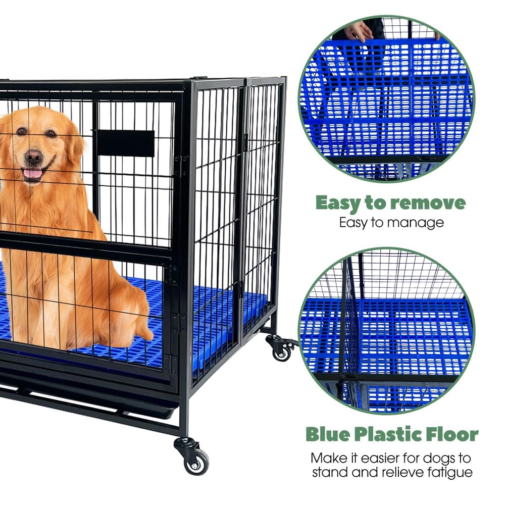 Heavy Duty Metal Dog Crate XL Foldable Kennel for Large Dogs