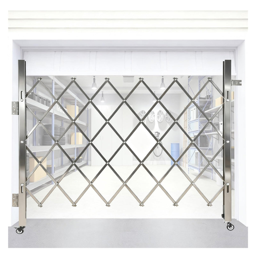Portable Folding le Gate with Wheels, Design, Stainless Steel for Basements & Gas (71 x 79 inches, 1.8 x 2 m), & Easy to Use
