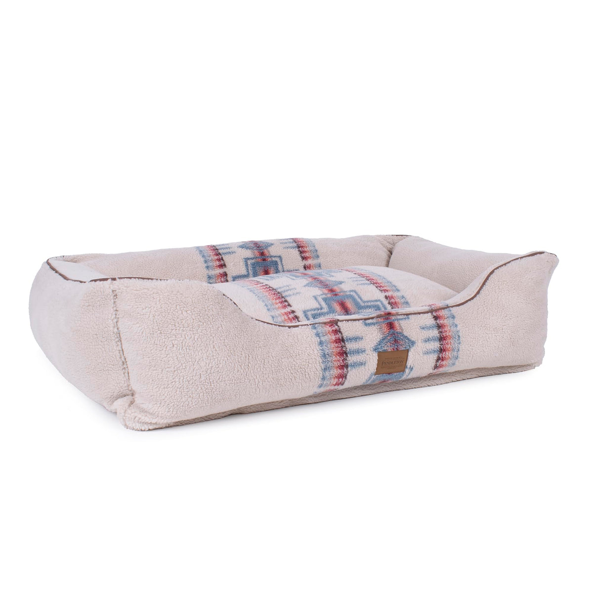 Pendleton Berber Bolster Dog Bed, Plush Kuddler with Removable Washable Cover, Pet Bed for Dogs and Cats, X-Large, Harding Tonal Natural