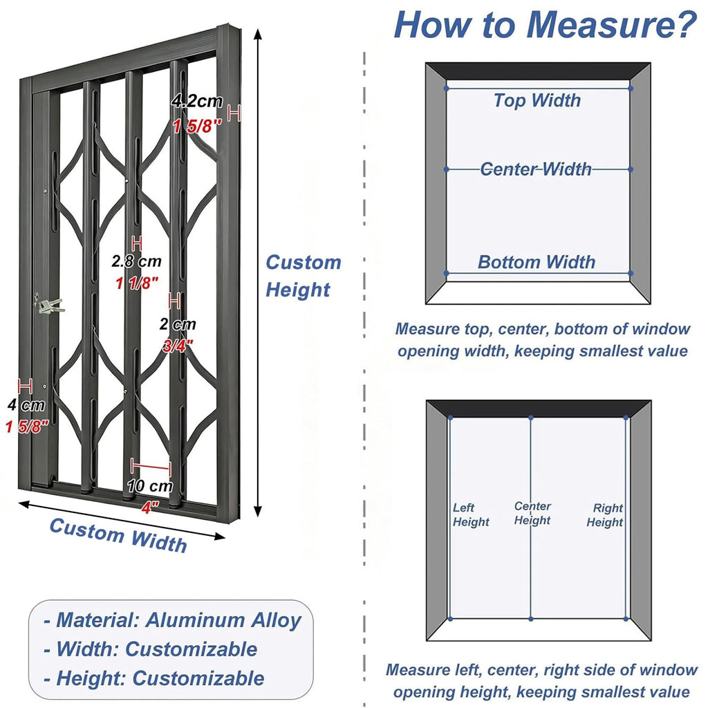 Retractable Folding Security Grill Gate for Windows – Durable, Space-Saving Safety Barrier, Child and Pet Proof, Easy Installation, Ideal for Home and Business Security
