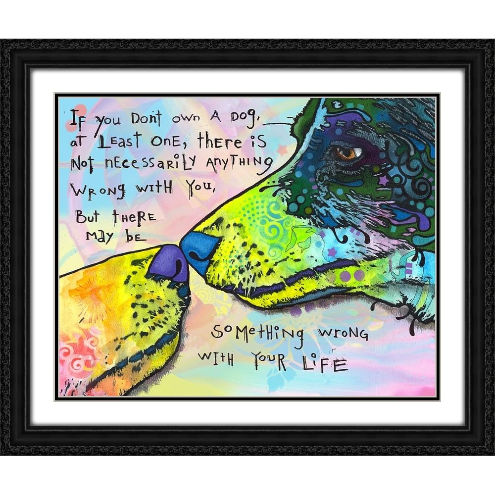 ArtDirect of Life and Dog 24x20 Black Ornate Wood Framed with Double Matting Museum Art Print by Dean Russo Collection