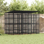 Dog Kennel, Powder-Coated Steel Playpen, Lockable Door, Black