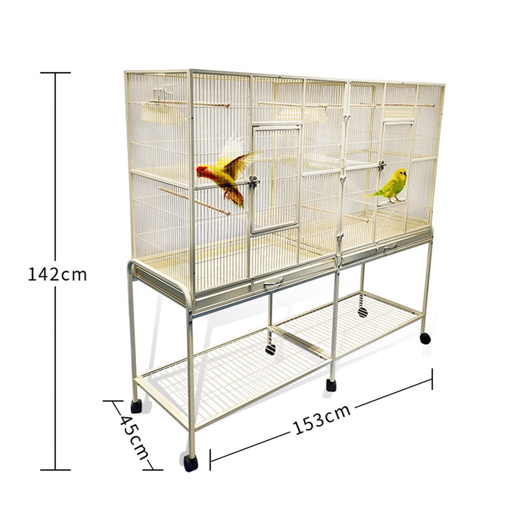 Bird Cage Stackable Divided Breeding Iron Bird Cage Parakeet House with Rolling Stand for Canaries Cockatiels Lovebirds Finches Budgies Small Parrots Pet Suppli,