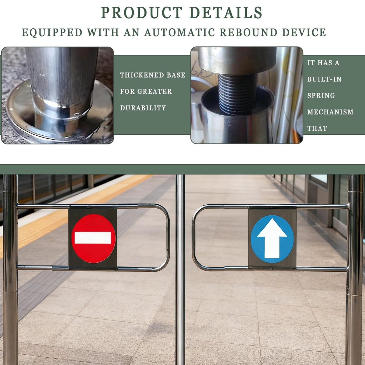 Single-Swing Entrance Door Manual Pedestrian Gate Stainless Steel Double Door Half-Height Metal Gate with Automatic Closure (190cm/75in) for Outdoor Access.