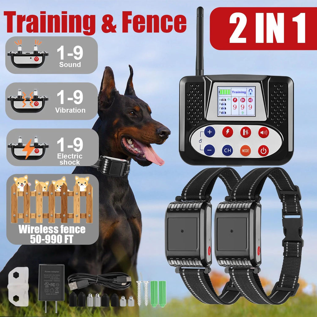 Wireless Dog Fence, 2026 Electric Dog Fence with Remote, Waterproof Training Collar Receiver, Vibration & Shock, Covers up to 856-Acre Pet Dog Fence Boundary Containment System,for4dogs