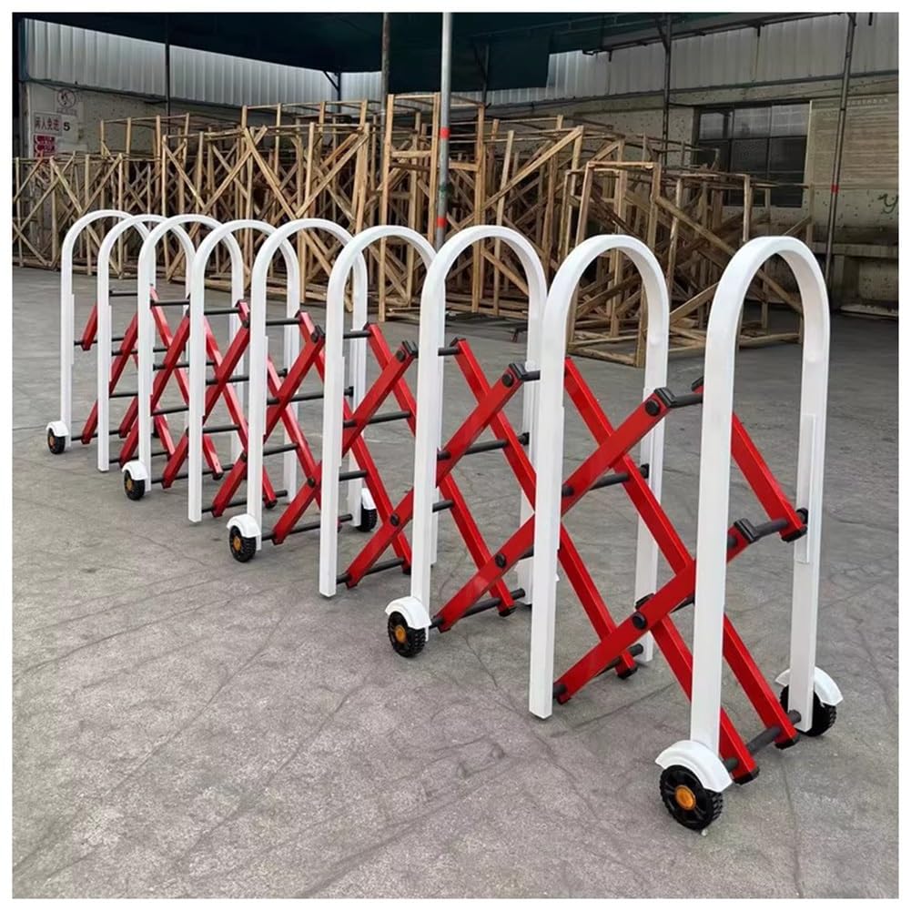 Retractable Mobile Barrier - 1.2x4m Stainless Steel Security Gate on Wheels - Expandable Access Control Door for Vehicles - Durable Safety Barrier for Entry Management