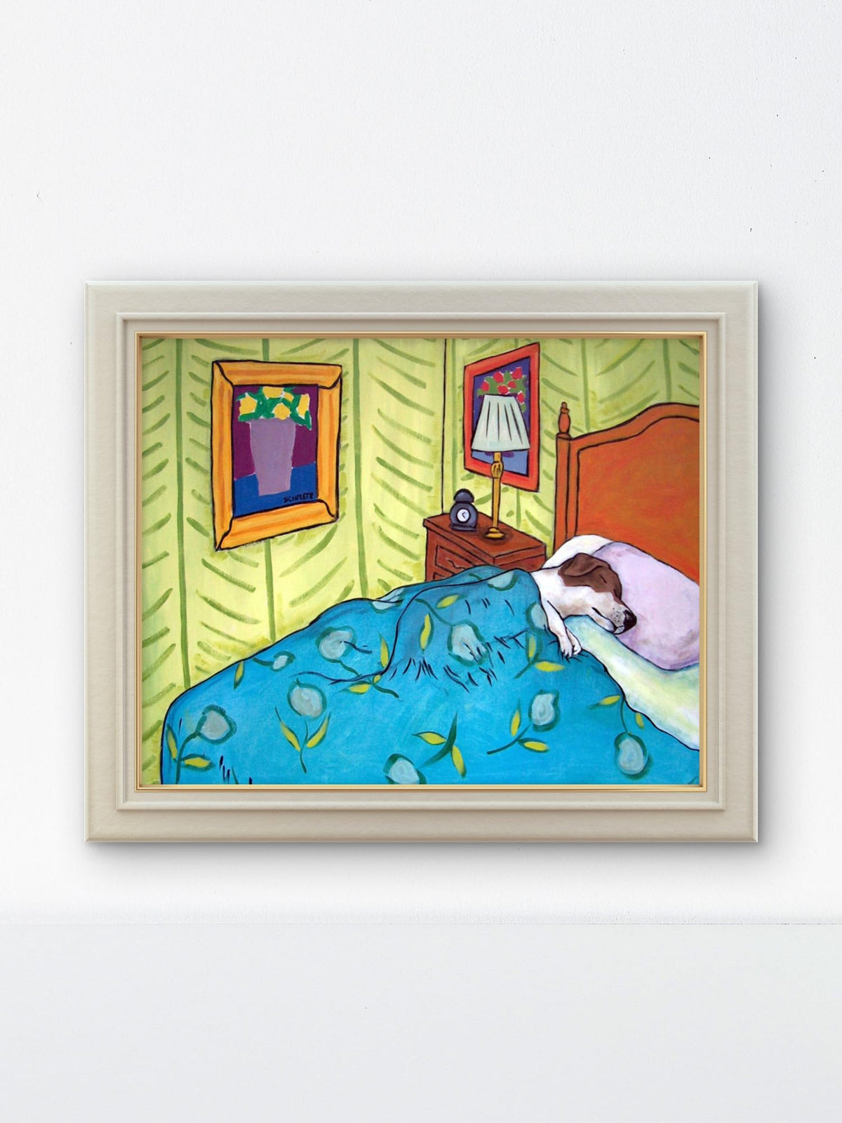 SCHMETZPETZ Jack Russell Art Print, Sleeping Dog Wall Decor, Cute Puppy Painting, Available in Matte, Glossy, or Canvas