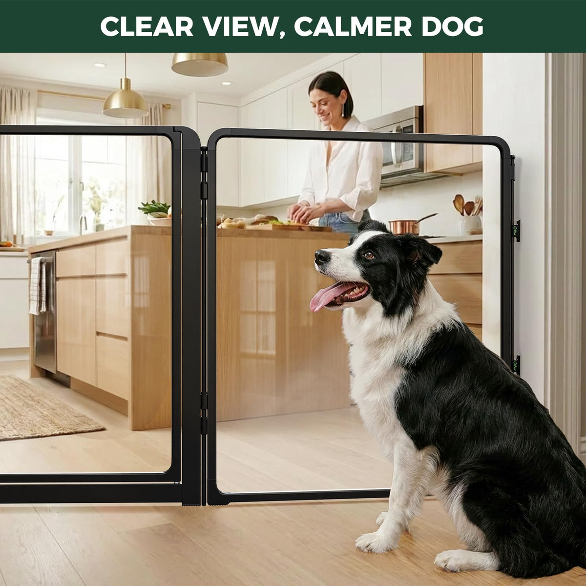 FXW ClariWall Metal & Acrylic Dog Gate, Extra Wide for Openings Up to 219"