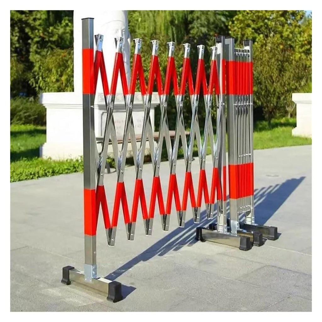 Telescopic Expandable Metal Barrier – Mobile Retractable Safety Barrier for Road Blockades & Construction Sites (1.5 x 7.9 m) – Durable Portable Crowd Control S