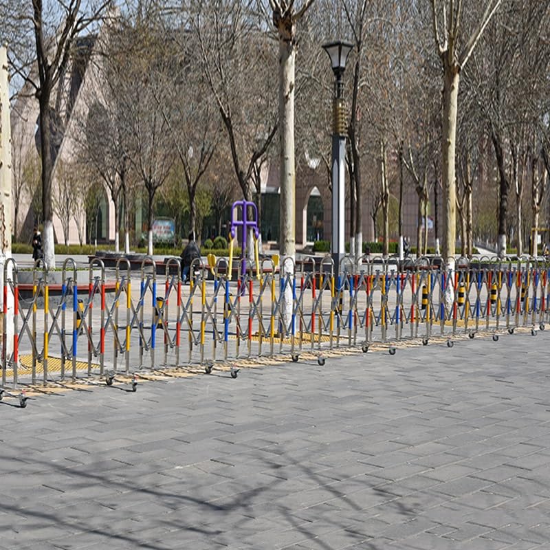 Expandable Barricade for Driveway Expandable Barricade Stainless Steel, Industrial Mobile Safety Barrier Gate with Casters, Retractable Traffic Fence for Supermarket School Road(3.