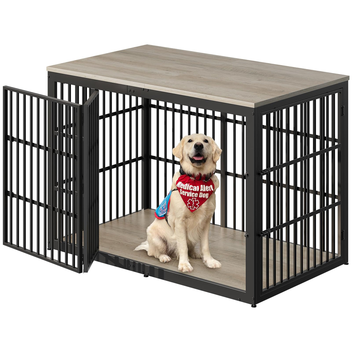 Lyromix 54" Dog Crate Furniture with Foldable Door, Rustic Brown