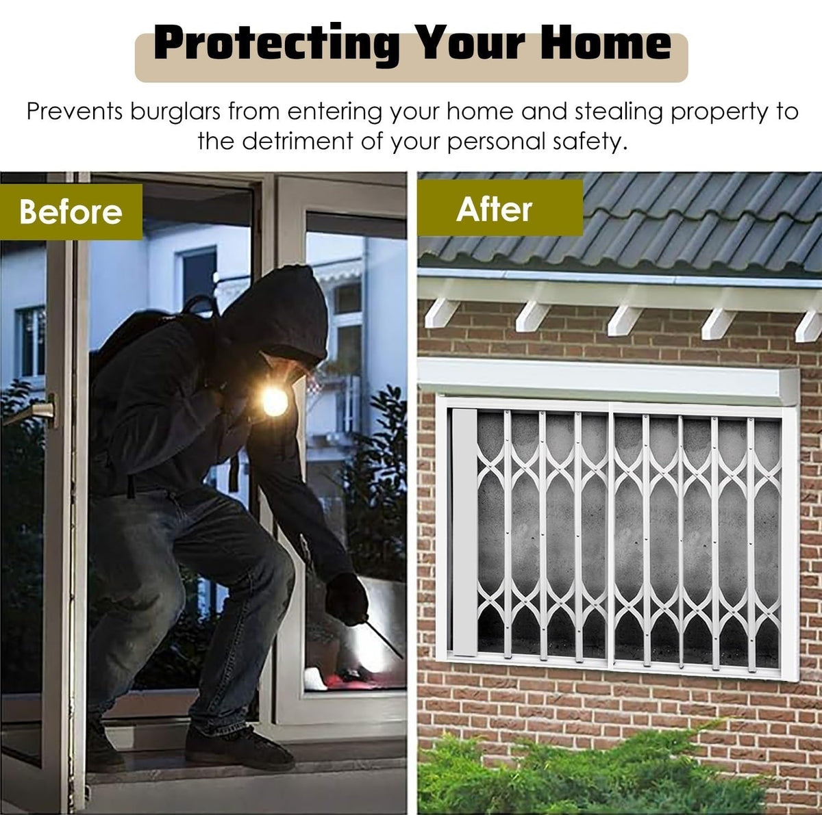 Extendable Burglar-Resistant Ground Floor Window Gate - Secure Your Home with Adjustable Anti-Burglar Protection, Perfect for Safety and Peace of Mind.
