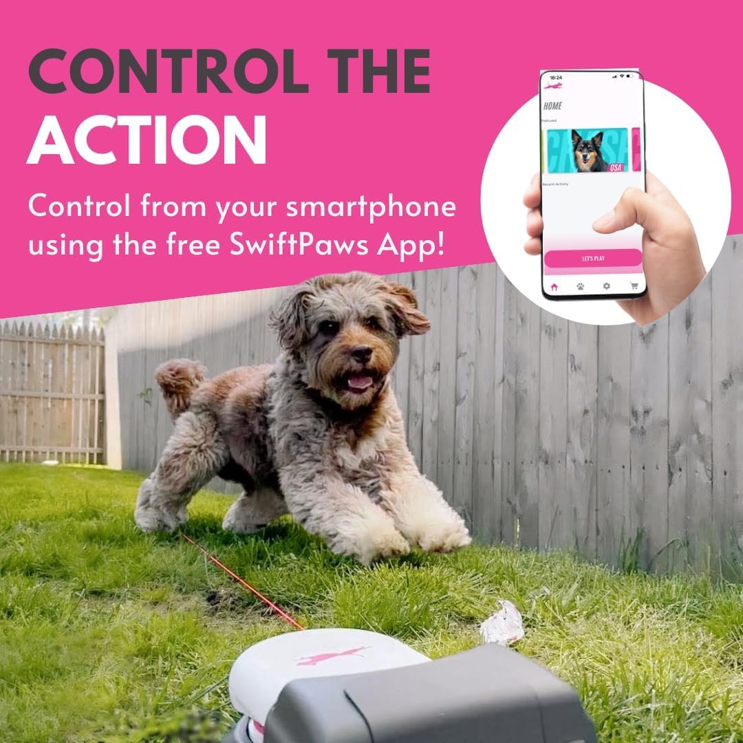 Swift Paws - Chase! - App-Control Dog Toy - Capture the Flag Lure Course - Interactive Dog Enrichment Toy