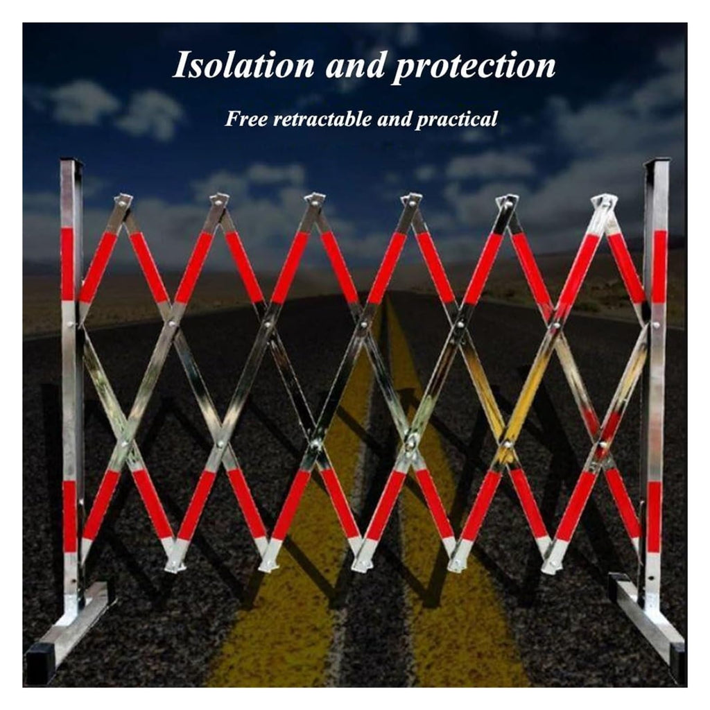 Telescopic Expandable Metal Barrier – Mobile Retractable Safety Barrier for Road Blockades & Construction Sites (1.5 x 7.9 m) – Durable Portable Crowd Control S