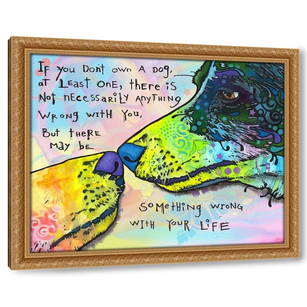 ArtDirect of Life and Dog 24x20 Black Ornate Wood Framed with Double Matting Museum Art Print by Dean Russo Collection