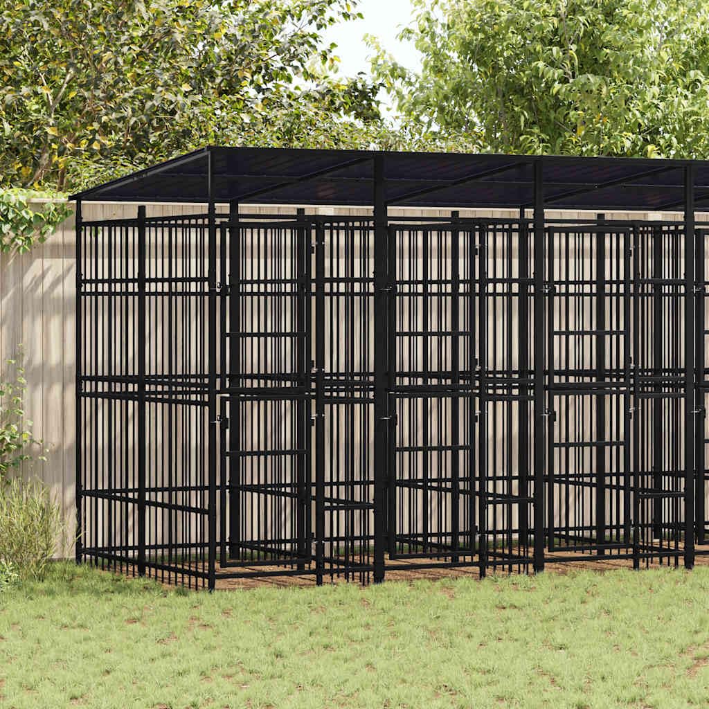 Steel Dog Kennel with Roof 119 ft