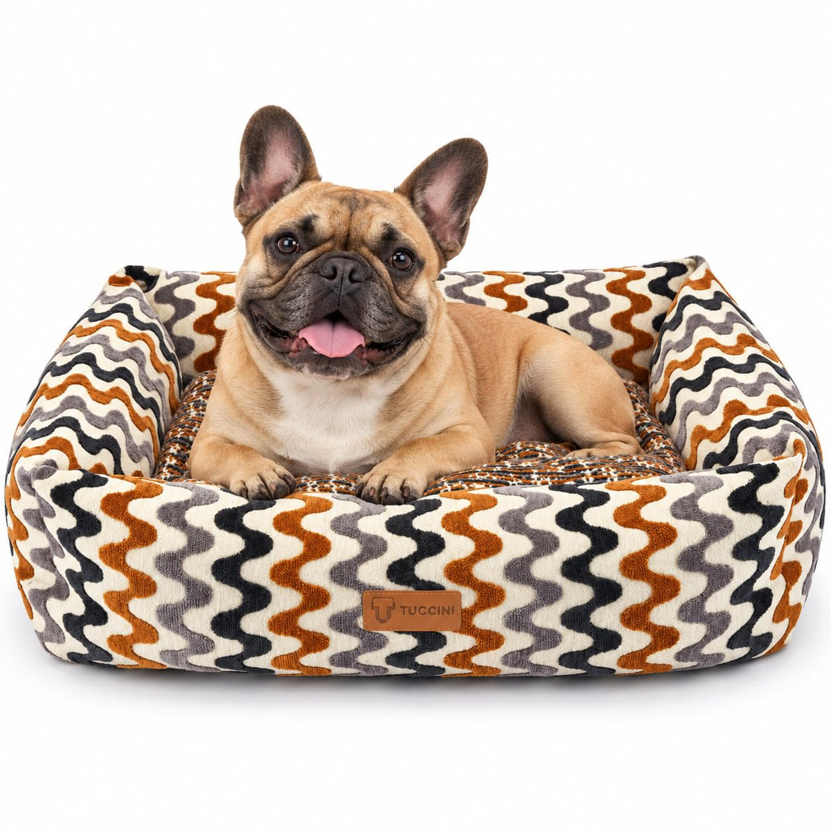 Orthopedic Medium Dog Bed, Raised Edges Plush Bolster, Calming Pet Bed