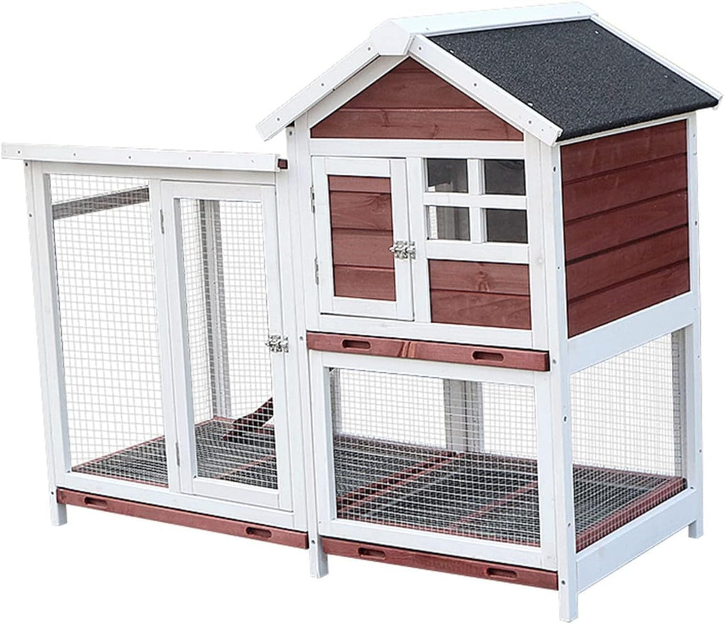 Double-Storey Pet Villa with Pull-Out Tray for Indoor and Outdoor Use,
