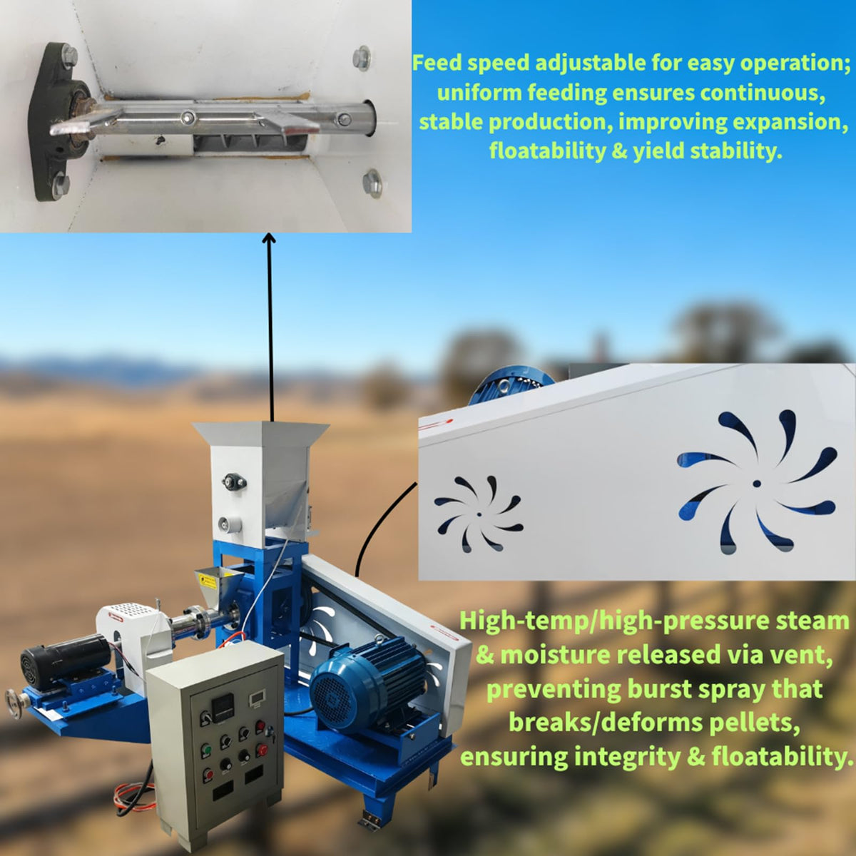 Electric Pet Feed Pellet Extruder with 5 Dies 88Lbs/h 5.5kW 220V