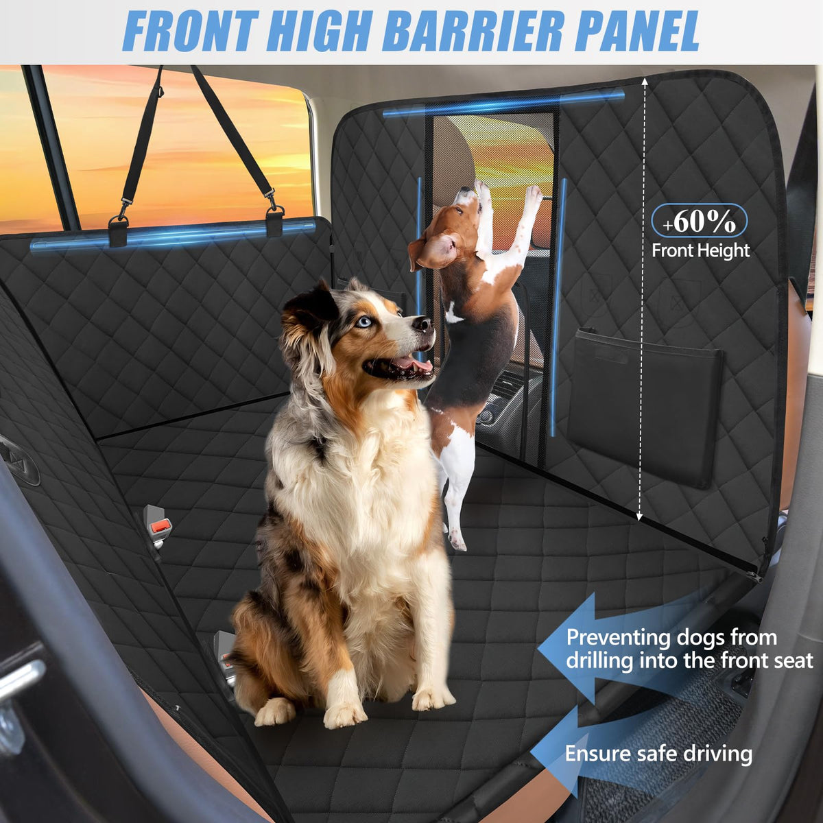 High Barrier Back Seat Extender for Dogs and Dog Barrier for SUV