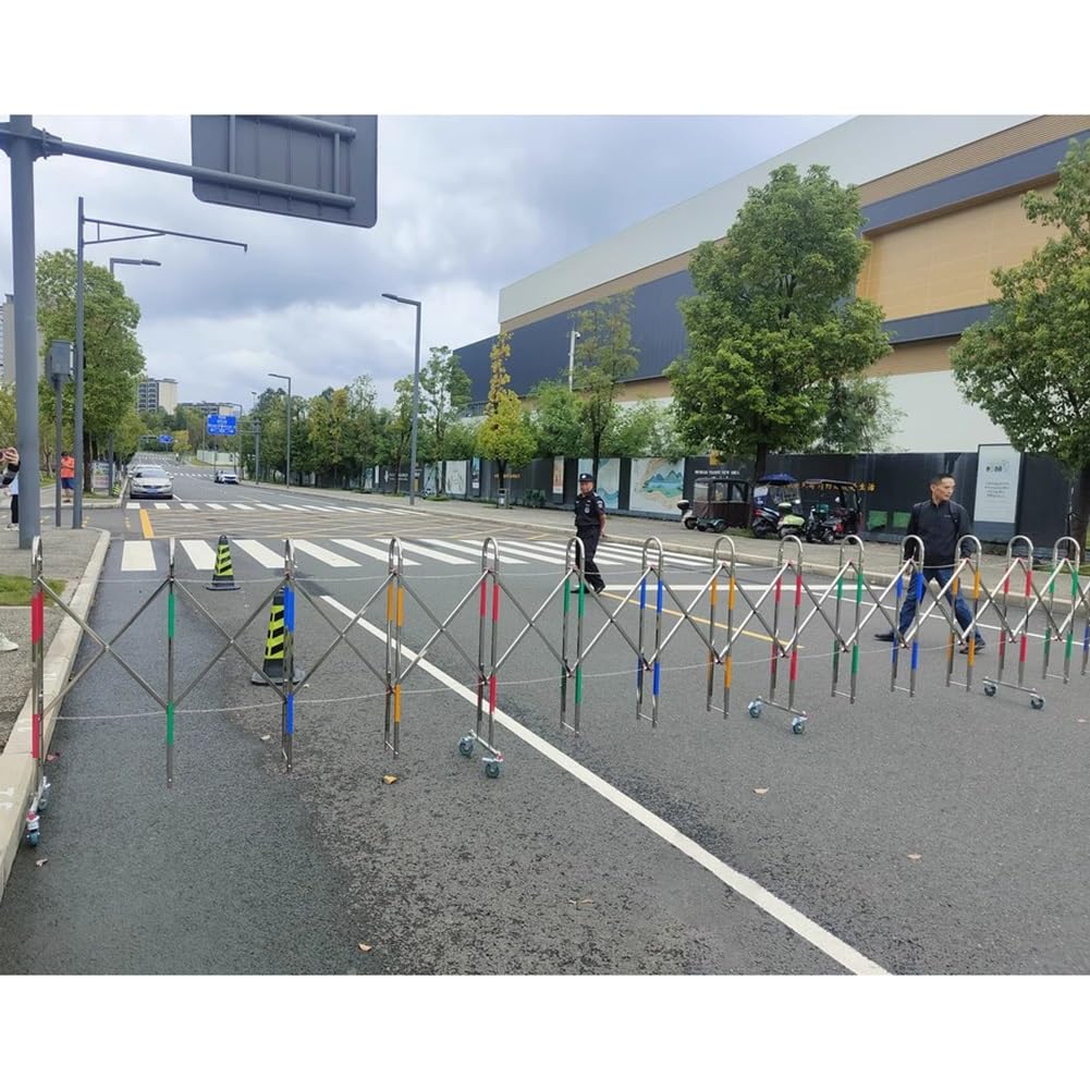 le Expandable Metal Bcade with Casters - Safe Ber Gate for Schools Kindergartens Shopping Malls - Portable Crowd Control Solut (1.2x10m)