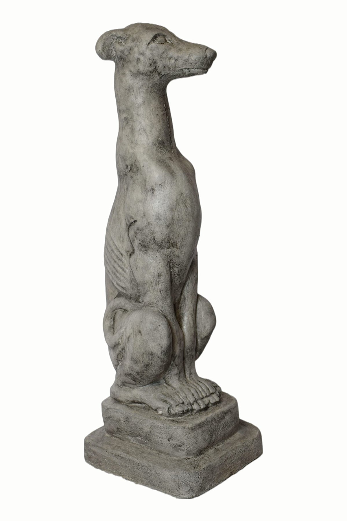 Solid Rock Stoneworks Sm Whippet Dog Garden Statue- 20" Tall- PreAged
