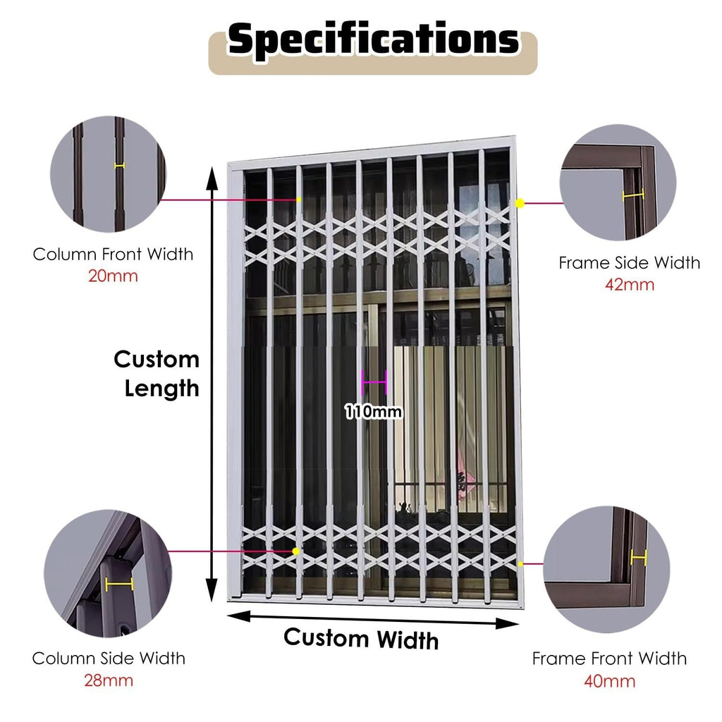 Extendable Burglar-Resistant Ground Floor Window Gate - Secure Your Home with Adjustable Anti-Burglar Protection, Perfect for Safety and Peace of Mind.