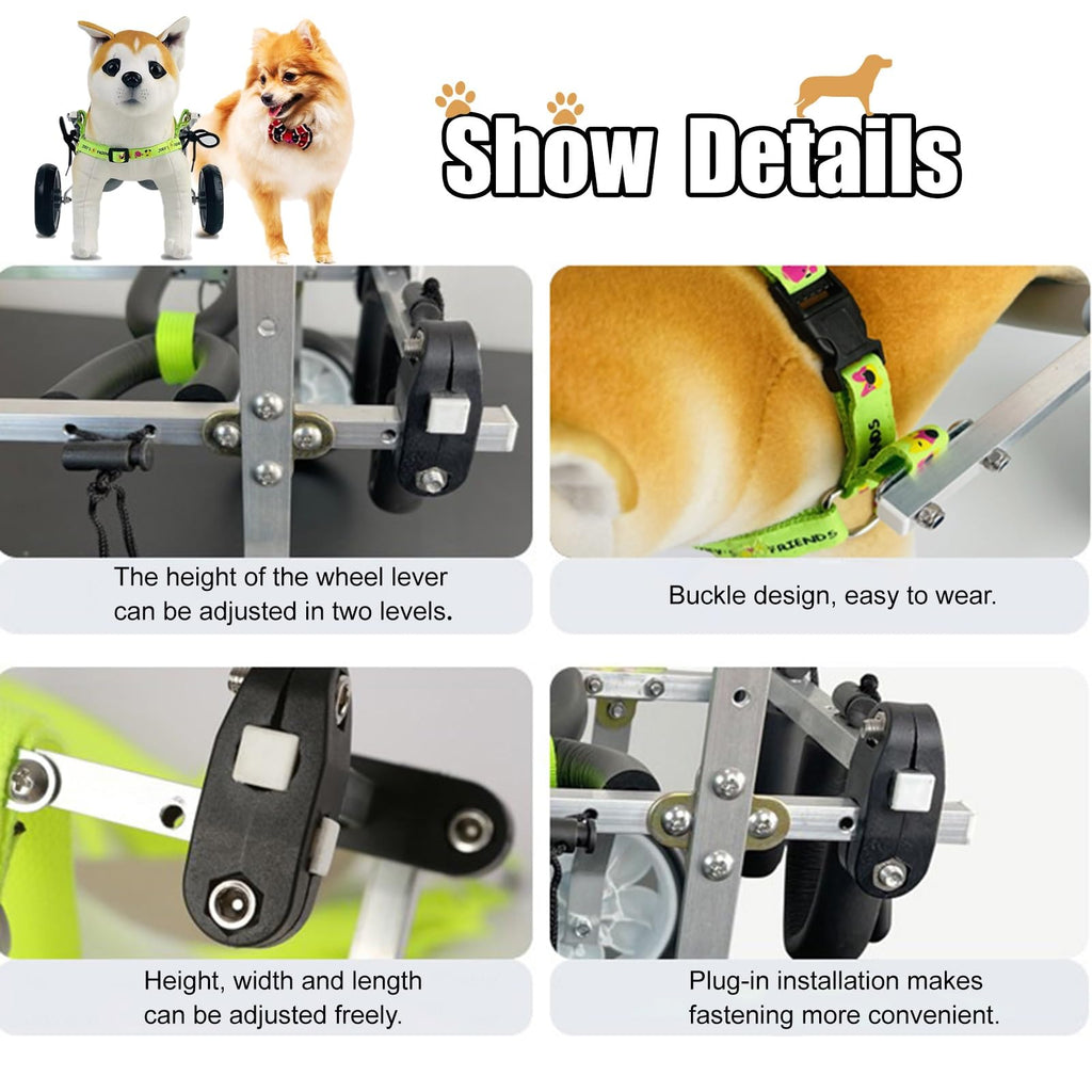 Small Dog Knee Brace for Torn ACL, Adjustable Pet Wheelchair, Hind Leg Support, Dog Hip Brace, Animal Exercise Wheels for Small Dogs (Size S)