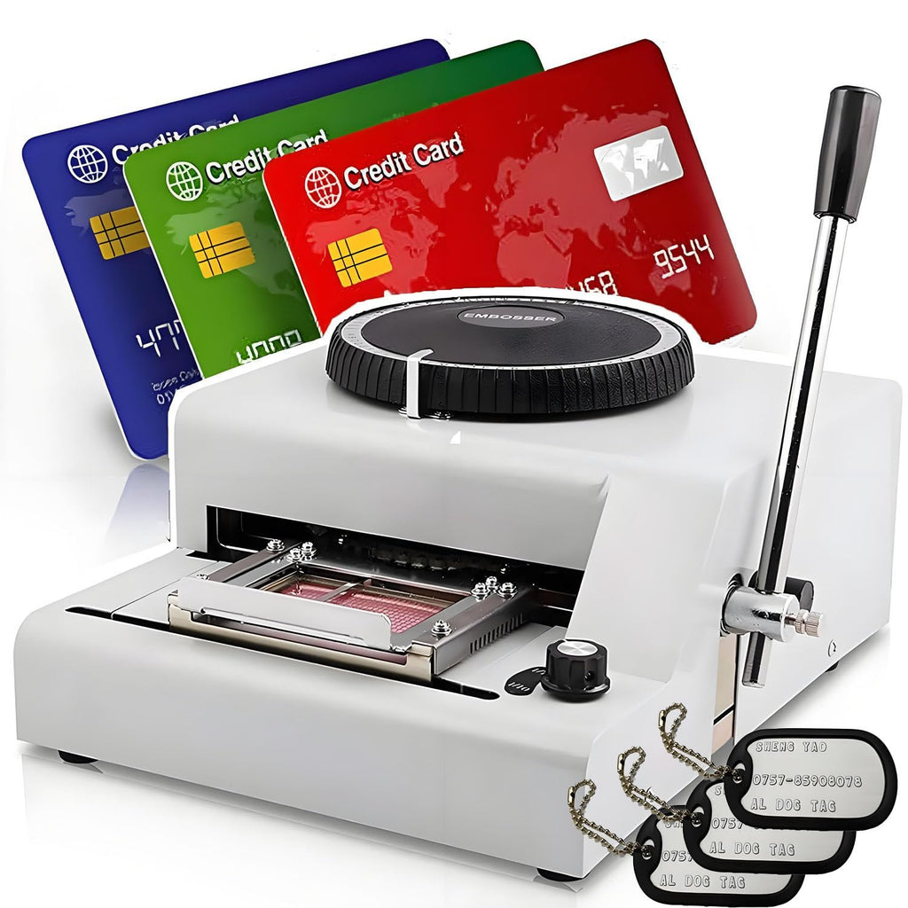 Custom Dog Tag Embosser Machine - 72 Character PVC Card Tool with 30 Aluminum Tags - Ideal for Personalized Pet ID Tags and Identification Cards