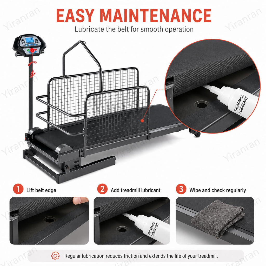 Pet Running Machine with LCD Display, Large Medium Dogs Dog Treadmill, 220 Lb Capacity with Enclosed Safety Rails, 0.5-7.5 Mph Adjustable Speed, for Indoor & Outdoor Training