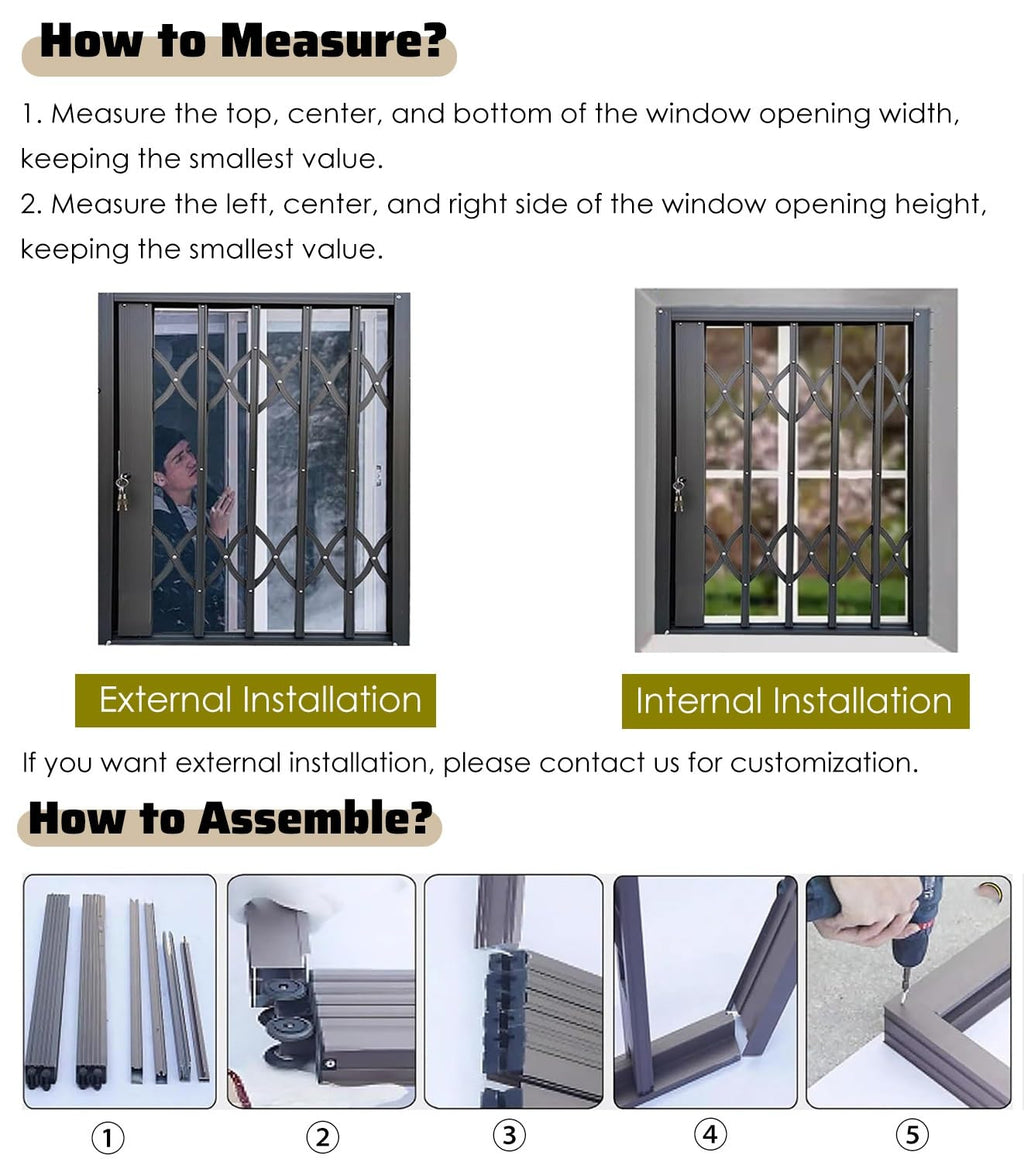 Extendable Burglar-Resistant Ground Floor Window Gate - Secure Your Home with Adjustable Anti-Burglar Protection, Perfect for Safety and Peace of Mind.