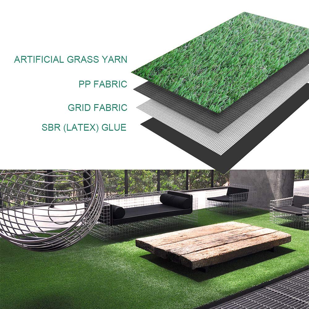 Petgrow Synthetic Artificial Grass Turf Lawn 4 x 18ft, 1.38" Outdoor/Indoor Fake Grass Rug Astroturf for Dogs,Faux Grass Rug with Drainage Holes/Custom Size Provided